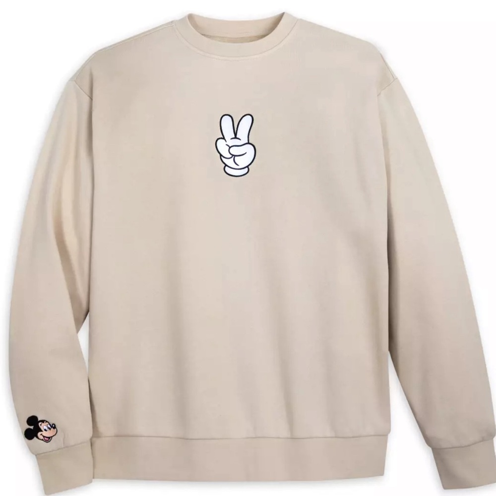 Mickey Mouse Peace Sign Pullover Sweatshirt for Adults Size Small NWOT